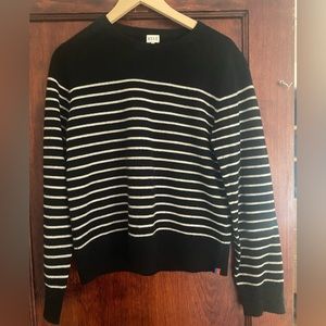 Kule cashmere sweater black white striped EUC  small crew neck